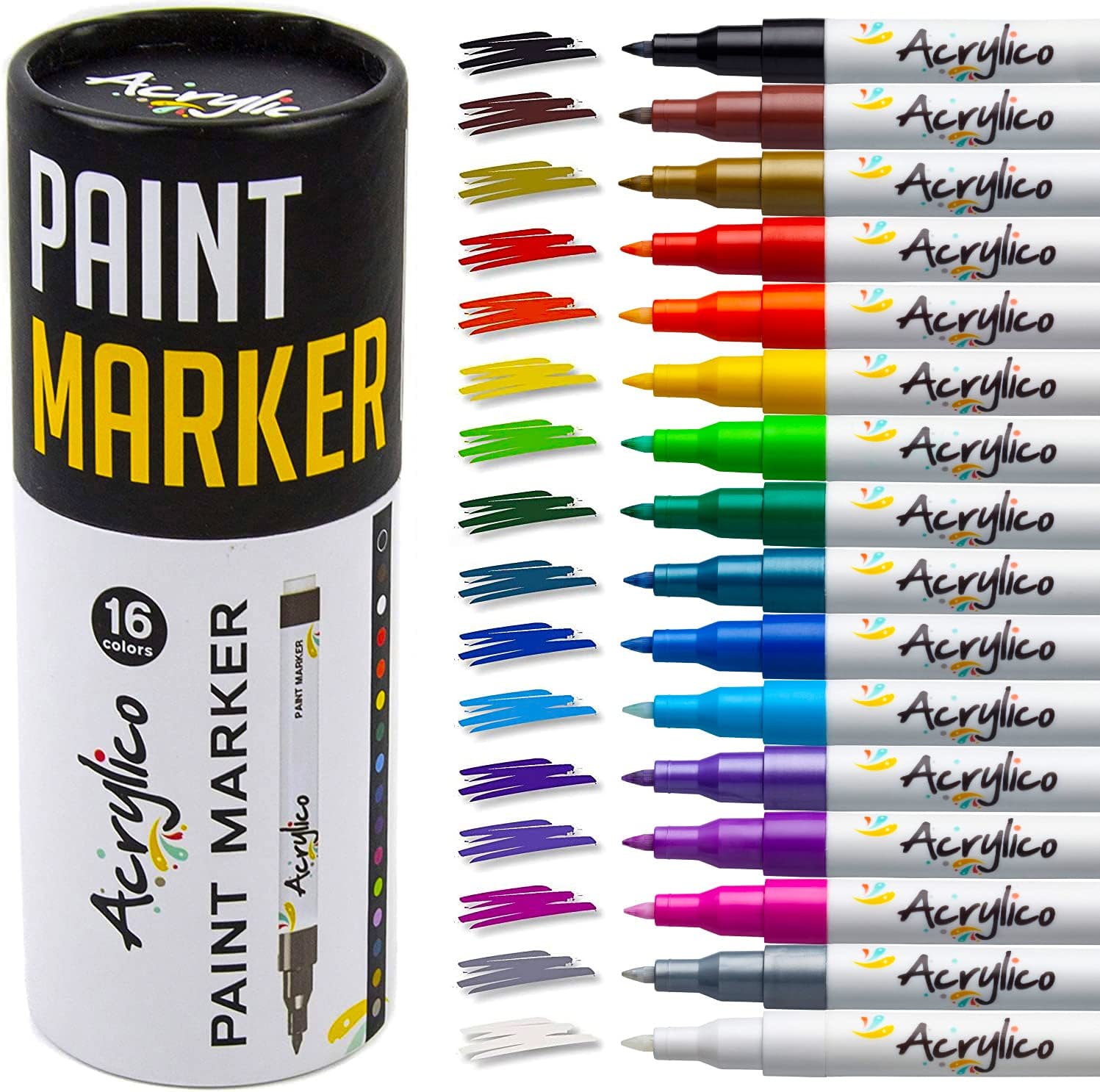 Snagshout  Acrylic Paint Markers Fine Tip, Paint Pens for Rock Painting,  Stone, Ceramic, Glass, Wood, Canvas, Kids Arts and Crafts Painting. Acrylic  Paint Set of 12 Colors